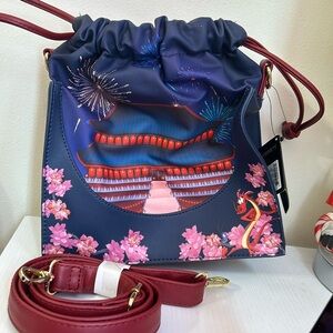 Disney Mulan loungefly castle cinch sack cross body bag